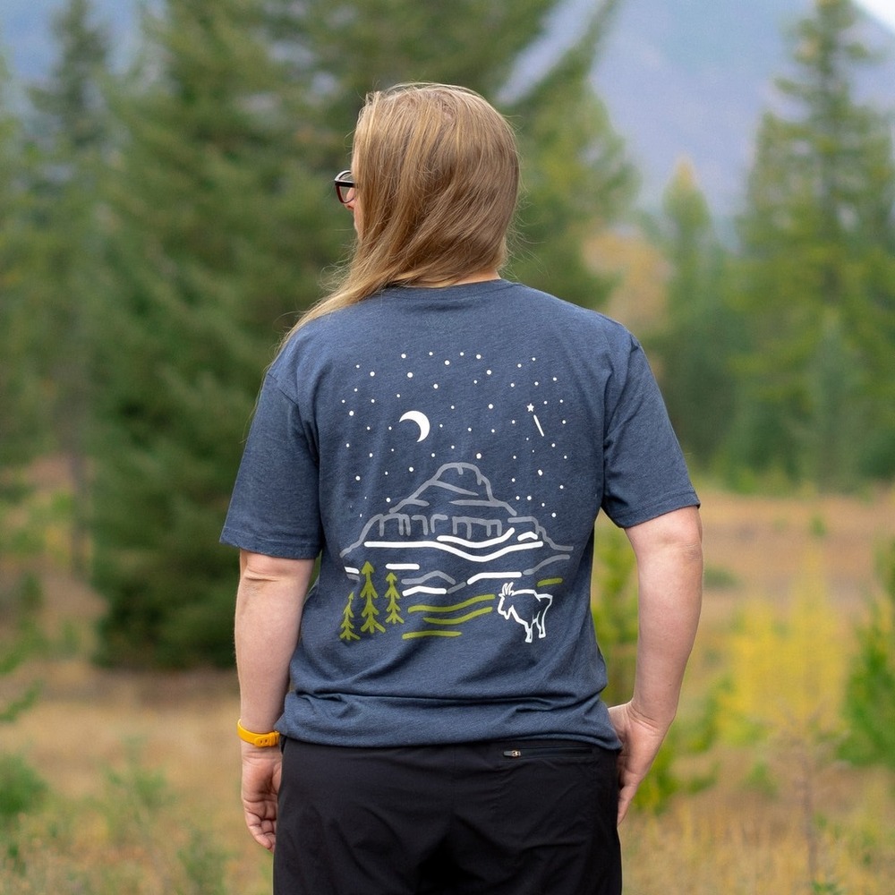Wild Tribute Glacier National Park Montana Graphic T-Shirt Navy Blue XL